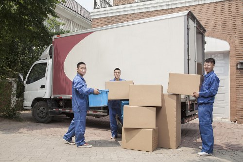 Office furniture being unloaded at a new Brixton workplace