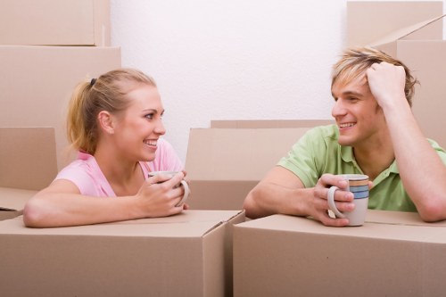 Office relocation planning for a Brixton business with packed boxes and workspace furniture
