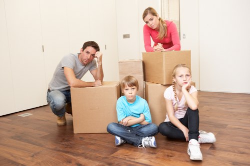 Packed household items prepared for a Brixton removal service
